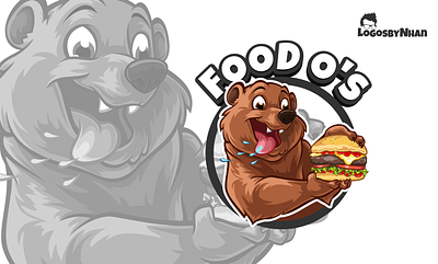 Food O's bear cartoon cartoon character cartoon logo cartoon mascot cheeseburger design fastfood food hamburger illustration logo logo creation logo maker mascot mascot logo