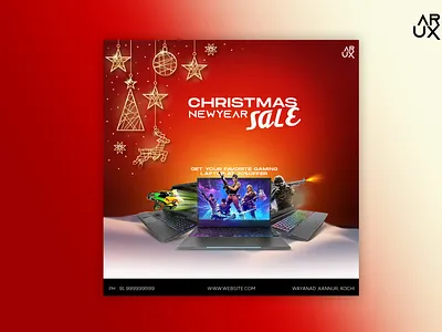 Gaming laptop Christmas sale social media design 3d animation branding graphic design logo motion graphics ui xmas