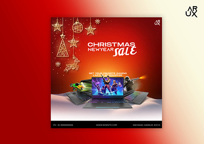 Gaming laptop Christmas sale social media design 3d animation branding graphic design logo motion graphics ui xmas
