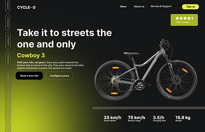 Cowboy 3 E-Bike Landing Page Design app branding design graphic design illustration typography ui ux vector