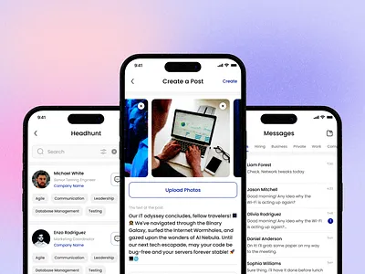 Social Network, User Profiles, Messaging, Blogging app dashboard design linkedin messaging profile social network ui user account ux uxui website