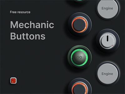 Mechanism: a free button set for Figma button buttons figma free freebie futuristic mechanical mechanism neumorphism ui