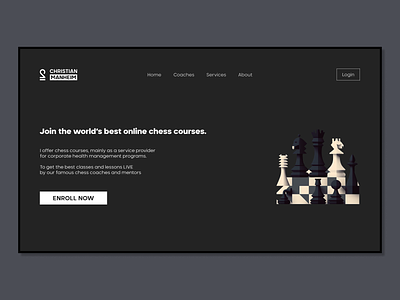 Chess Coaching | Landing Page black branding chess coaching desktop graphic design landing page logo ui website