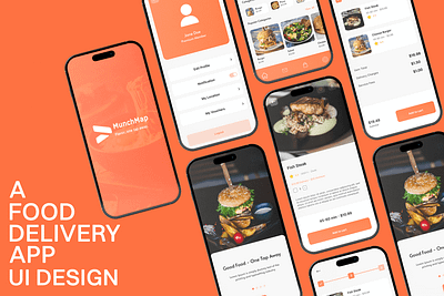 MunchMap : UI DESIGN FOR A FOOD DELIVERY APP application branding food graphic design logo mobile app port ui ux