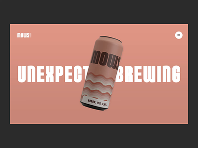 MOWS Brewery Landing Page 3d animation applifting beer bold typography brewery can clean design drink experimental landing page minimal motion design pastel playful product ui ux web