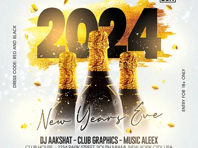 New Year Flyer club club flyer club party event flyer flyer design flyer template happy new year happy new year 2024 holiday instagram ladies night new year new year 2024 new year gift new year party new year sale new years eve nye 2024 nye party party flyer