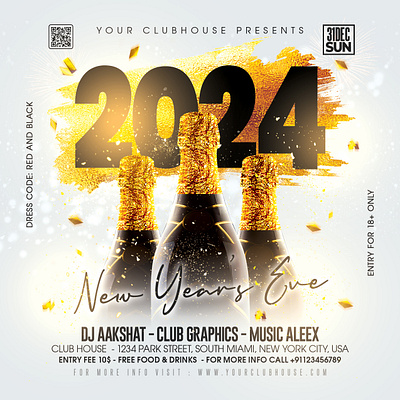 New Year Flyer club club flyer club party event flyer flyer design flyer template happy new year happy new year 2024 holiday instagram ladies night new year new year 2024 new year gift new year party new year sale new years eve nye 2024 nye party party flyer