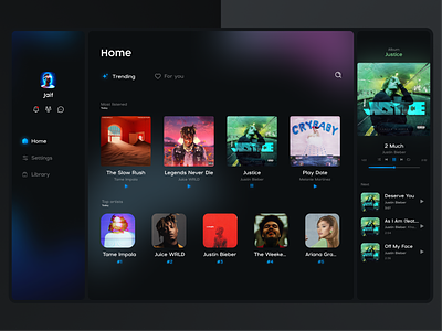 Immerse in Musical Bliss: Modern UI Concept for a Streaming App app app design app prototype app ui app ui design clean clean ui design desktop app ui desktop ui futuristic ui futuristic ux music app design ui ui design ui ux ux deisgn web design web ui web ux