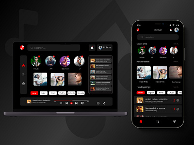 Music App ( Both Mobile & Desktop ) branding dailyui desktopapp logo mobileapp musicapp responsivedesign ui uiux