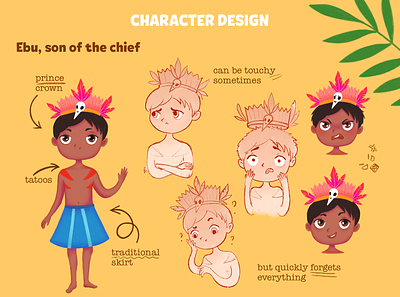 The Maya Prince Ebu 2d art boy character character design children book childrens art cute design emotion sketch emotions illustration jungle maya prince prototype sketches