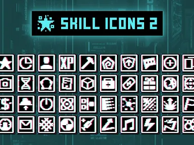 Cyberpunk Skills Pixel Art 32×32 Icon Pack 2d 32x32 art asset assets cyberpunk game game assets gamedev icon icons indie indie game pixelart pixelated rpg set skill skills