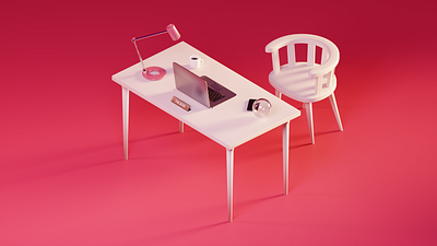 desk 3d b3d blender illustration