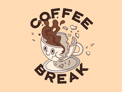 Coffee 2D Vector Illustration Retro branding break broken character coffee cup design flat illustration illustrator logo retro t shirt type typography vecotrillustration vector