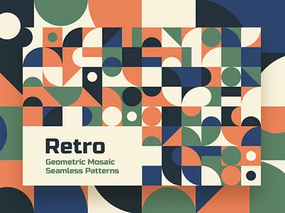 Flat Geometric Mosaic Seamless Patterns abstract background bauhaus colorful decoration decorative geo geometric geometric shape grid illustration mosaic pattern retro scandinavian seamless seamless pattern shape wallpaper wrapping