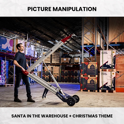 Picture Manipulation- Santa in the warehouse + Christmas theme after effects animation graphic design image manipulation motion motion graphics photoshop