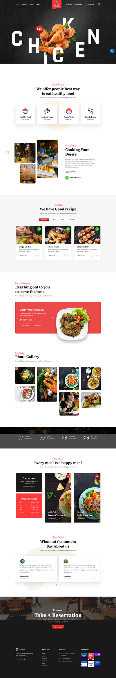 WordPress Restaurant Website Design elementor pro responsive website ui web web design website design wordpress website