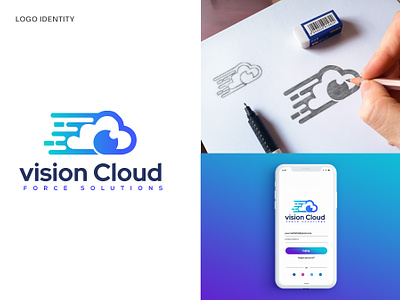 Vision Cloud | Software Company Logo Design branding business logo design gradient illustration logo logo design minimalist logo modern logo software vector