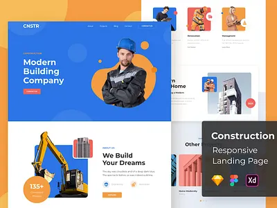 Construction Responsive Landing Page home page home screen homepage landing landing page landing page concept landing page ui landing pages landingpage page saas website site ui uidesign ux web design web site webdesign website concept websites