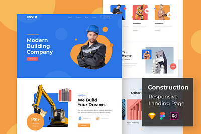 Construction Responsive Landing Page home page home screen homepage landing landing page landing page concept landing page ui landing pages landingpage page saas website site ui uidesign ux web design web site webdesign website concept websites