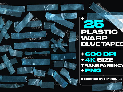 25 Plastic Warp Blue Tapes adhesive alpha blue bluetape glue grunge mockup overaly plastic png tape texture textures torn transparent warp washi