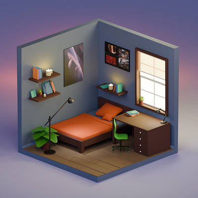 Room in cube 3d