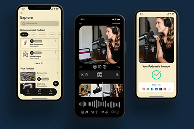 Podcast Creation & Management App 3d animation app appdesign branding design designing dribble figma graphic design illustration inspiration ios logo moodbaord motion graphics ui ux vector