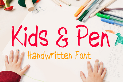 Kids & Pen Font cartoon comic design display font font font design graphic graphic design hand drawn font hand drawn type hand lettering handwritten headline lettering logotype text type design typeface typeface design typography