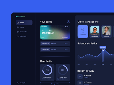 Dashboard for Banking App account admin analytics app banking blockchain chart clean crm dashboard data fintech interface minimalist panel product design stats trading ui web