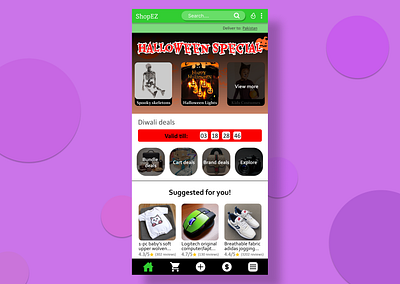 E-commerce mobile application homepage. e commerce figma green green theme halloween mobile app mobile design uiux