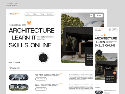 Architecture Company Landing Page app architecture branding building dashboard design ecommerce front and development homepage interface landing page online course stertup typography ui ux website