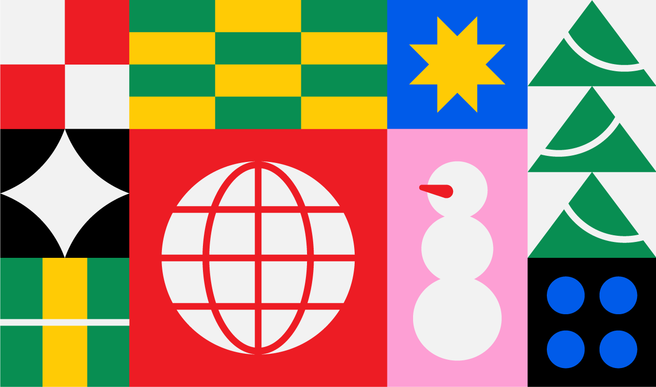 Panzura Holidays 01 christmas christmas tree color design globe ill illustration panzura shapes snowman stylized vector world