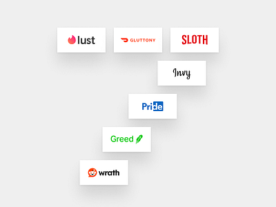 Deadly 7ech brand branding doordash envy gluttony greed instagram linkedin logo lust netflix parody pride reddit robinhood sevendeadlysins sloth tech tinder wrath