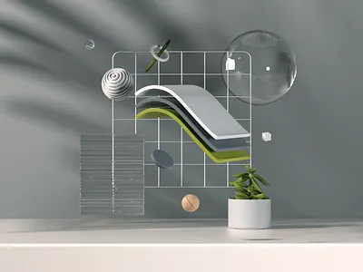 Layers in the air 3d abstract art c4d cinema4d colorful design render