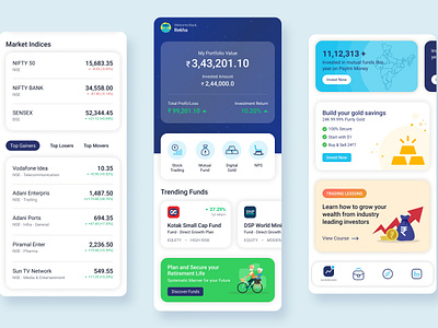 Investment App: Summary View app design finance app financial goals investment app market insights mobile app ui mobile ux personal finance savings app ui stock market ui user experience visual design