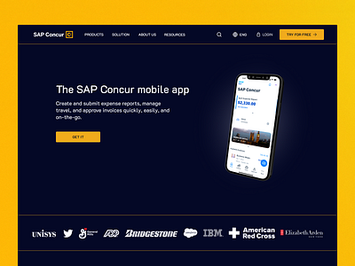 SAP Concur Landing Page blue color company corporate design desktop figma finance home home page inspiration landing page money redesign travel and expense management ui user inreface ux ui web