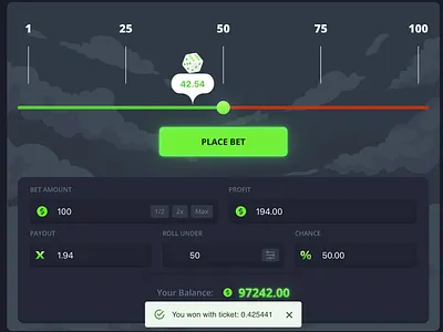 Dice - Casino Interface branding casino casino design casino games casino interface design dice dice casino dice code dice crypto dice software dice ui illustration ui