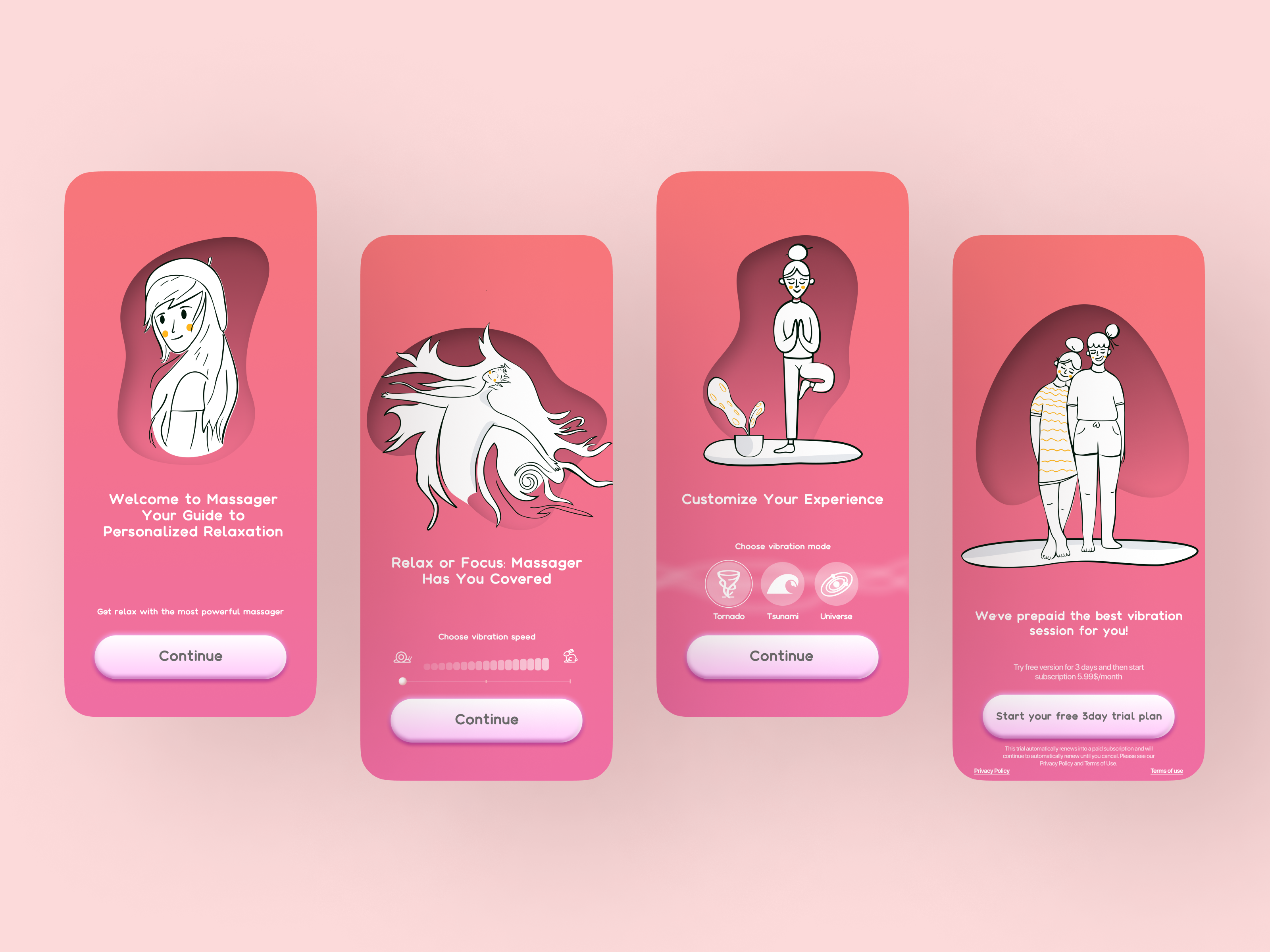 Massager App Onboarding app apple store branding design graphic design illustration ios onboarding ui ux