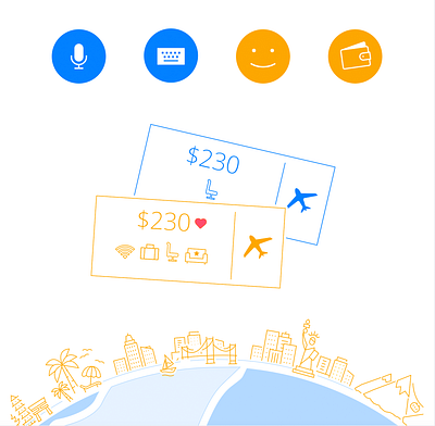 Travel app illustration and iconography
