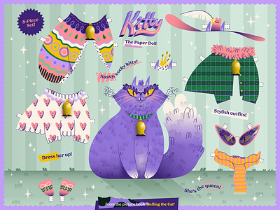 Kitty — The Paper Doll cat character character design childrens illustration drawing game illustration kitty paper paperdoll