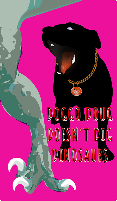 doggo doug doesn't dig dinosaurs dino dinosaur doggo doodle doug illustration noise shunte88 vector