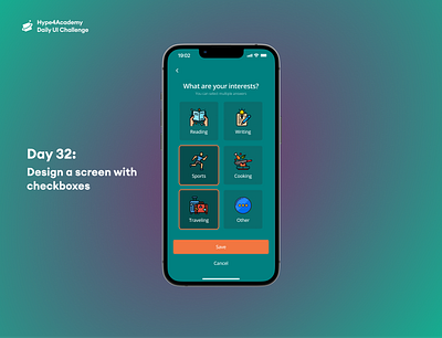 Day 32: Design a screen with checkboxes check boxes screen ui checkboxes checkboxes design checkboxes screen daily ui challenge dailyui design design a screen with checkboxes hype4academy mobile design mobile ui ui ux