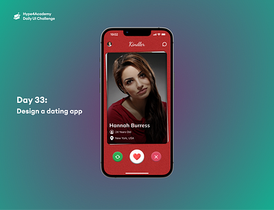 Day 33: Design a dating app daily ui challenge dailyui dating dating app dating app design dating app designs dating app mobile design dating app ui dating app ui design dating app ui screen design a dating app hype4academy mobile design mobile ui ui ux