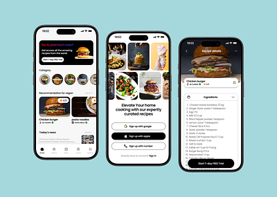 Food app UI design android app design figma graphic design ios landing page mobile app mobile app design ui ui ux ux web ui