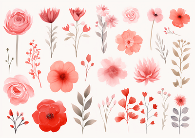 Watercolor flowers illustration png ui watercolor