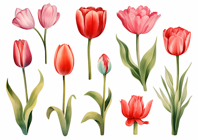 Watercolor tulips clipart illustration png ui watercolor