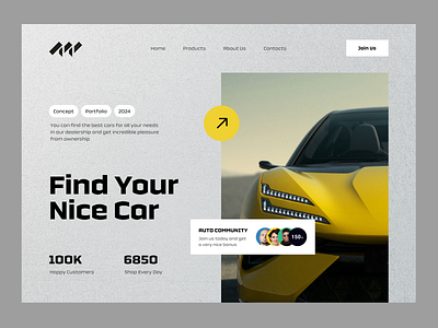 Auto Car – Landing Hero Website Car Ecommerce car creative header hero interface landing minimalism product service startup website