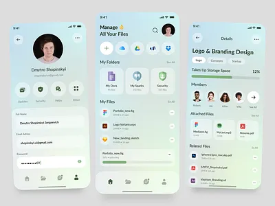 Cloud Storage Mobile App android. app creative guidline interface ios minimalism mobile product service startup ui