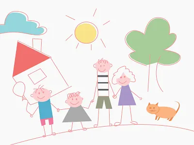 Childhood drawing childhooddrawing family flatdesign illustrator minimaldesign