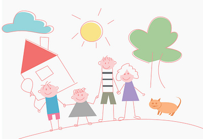 Childhood drawing childhooddrawing family flatdesign illustrator minimaldesign