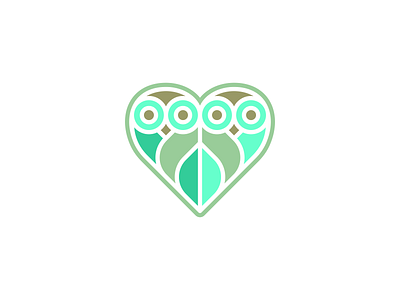 Twin Owl Heart Logo animal bird design education entertainment heart kids logo logo design logodesign minimal minimalist logo modern owl playful unique